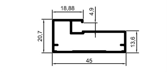 45 mm Çerçeve Kapak Profili	 	MD 1057 AY